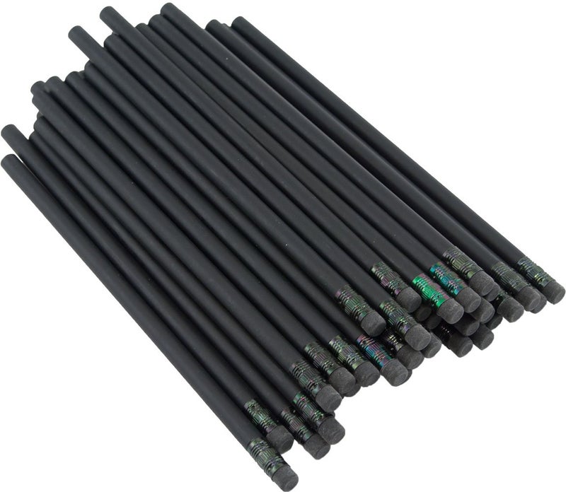 Graphite Ultra Premium Matte Black Pencil (Black Wood Matte Black with Black Eraser)(#2HB Lead) (Matte Black)(Bag of 36) - Image 4